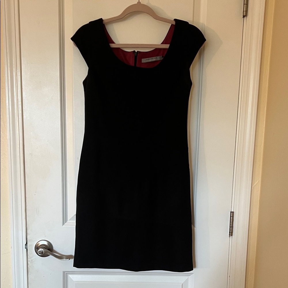 Marc New York Black Cap-Sleeve Mini Dress with Maroon Lining